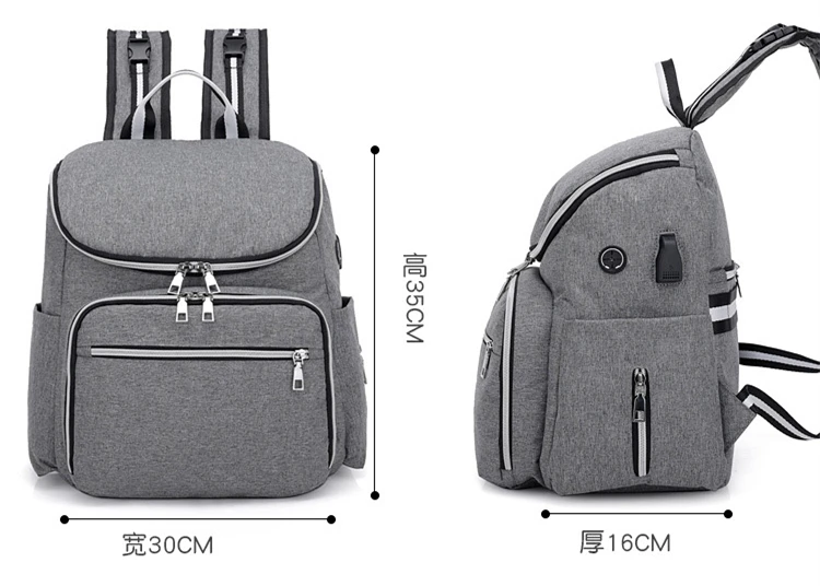 Fashion Baby Diaper Bags With Usb Interface Large Capacity Waterproof Mummy Maternity Nappy Bag For Mom Multifunctional Backpack (3)