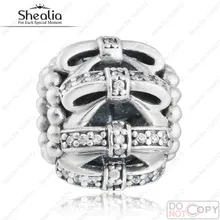 2016 Invierno Nueva Calado Pavimentan CZ Arco nudo Encanto de Los Granos de Plata de Ley 925 de Regalo de Navidad Encantos Adapta Europea Pulseras Del Encanto