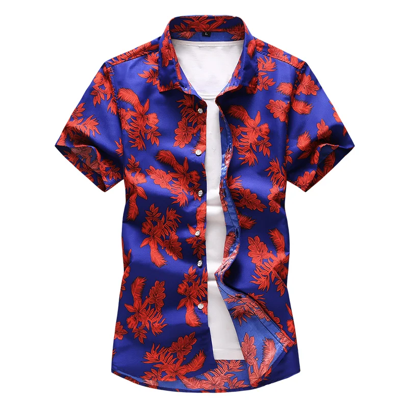 Большие размеры 5XL 6XL 7XL мужская рубашка с цветочным принтом летняя новая стильная модная повседневная гавайская рубашка с короткими рукавами Мужская брендовая одежда