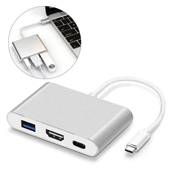 

Charging Adapter Cable USB TypeC Hub to Hdmi For MacBook Pro Multifunction HUB Adapter Type-C to HDMI+Type-C+USB Splitter Power