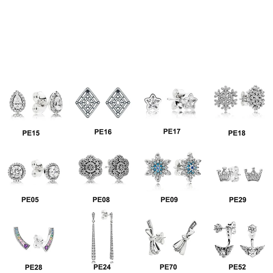 

ZTUNG PDE11 925 Sterling Silver Geometric Snowflake Flower Clear CZ Stud Earrings for Women Brincos Fine Jewelry Bijoux Gift