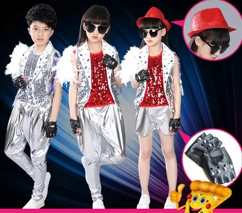 

Children's jazz sequins dance clothes for men and women hip-hop street dance suit modern dance costumes drum show