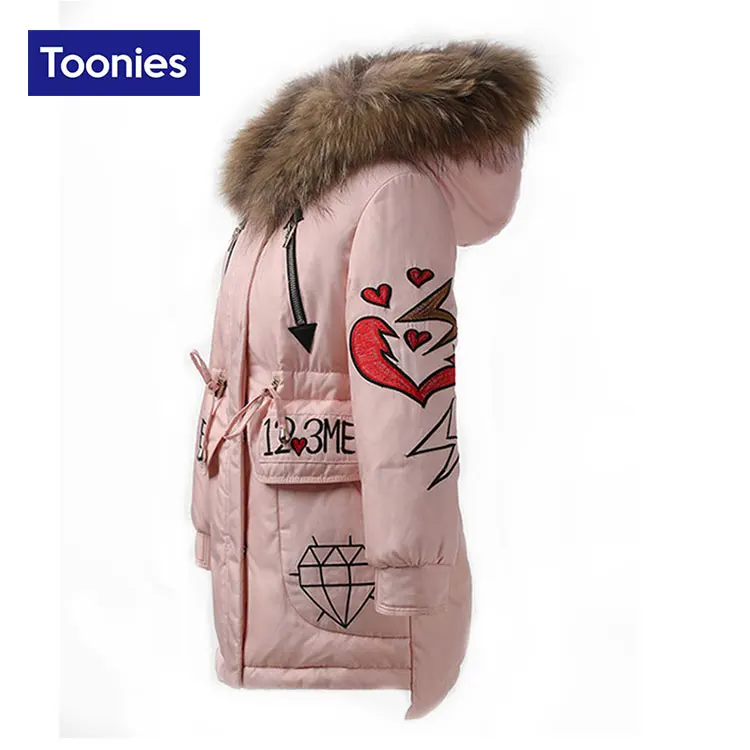 

Children Winter Jacket Girls Warm Thickened Fur Hooded Down Coat 2017 Fashion Kids Causal Outdoor Windproof Outerwear for 4-13T