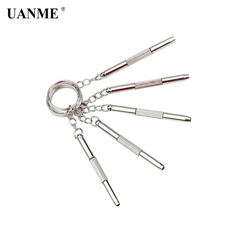 

UANME Multi-function Metal Key Ring Screwdriver Set 1.5 Flat+1.5 Phillips+2.5 Hex Socket for iPhone 6S & Spectacles Repair Tools