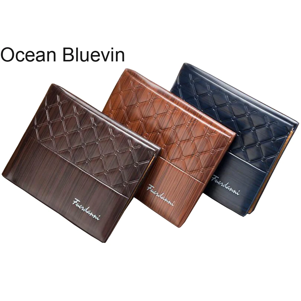Океан BLUEVIN новая короткая бумажник мужской европейский и американский Стиль тиснением крест отрезок Multi-Card Wallet