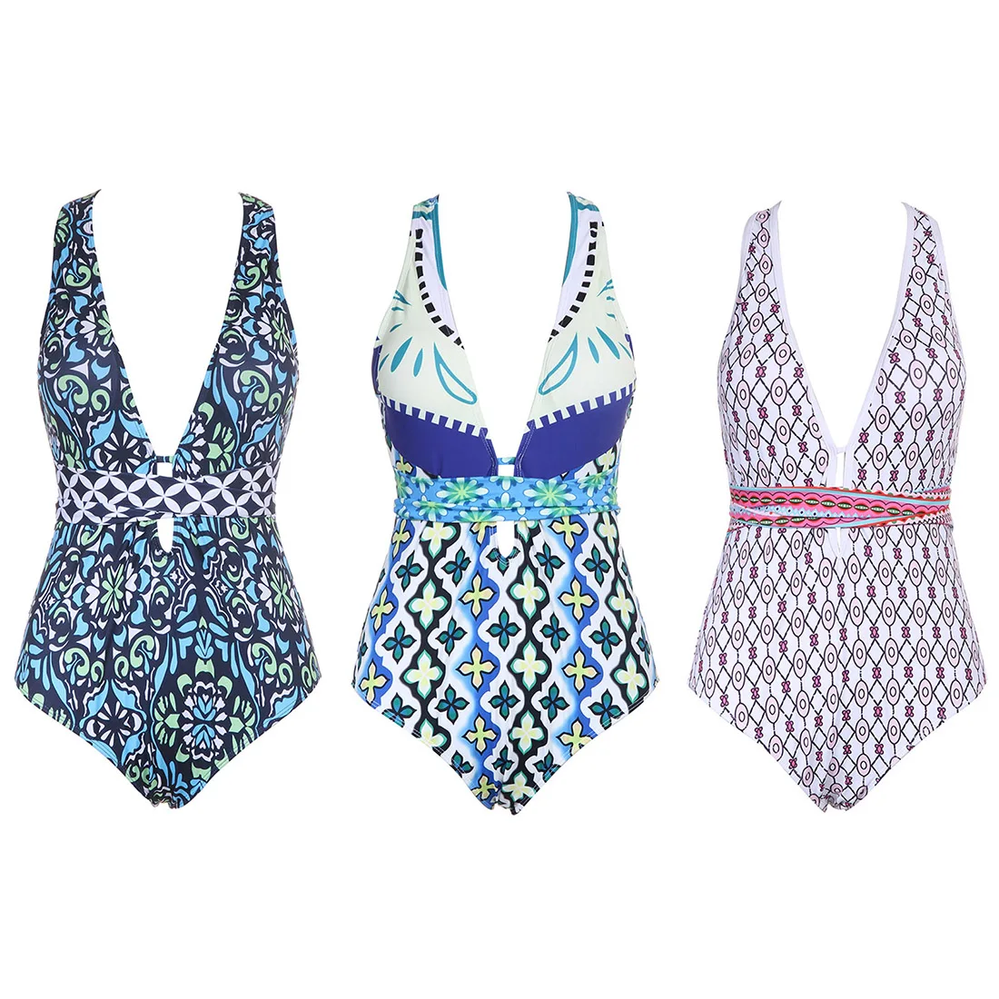 V neck 2018 One Piece Sexy Swimsuit high cut one piece swimwear women