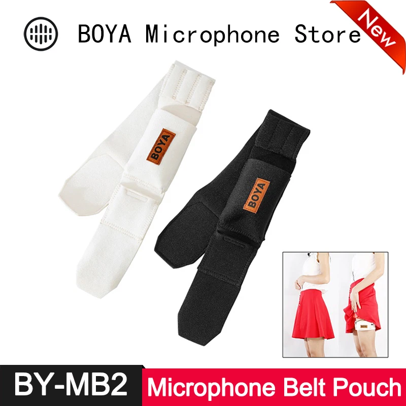 

Microphone 2 Belts Pouch Set for Wireless Microphone Transmitter Bodypack Stage Street Show Interview Live Streaming