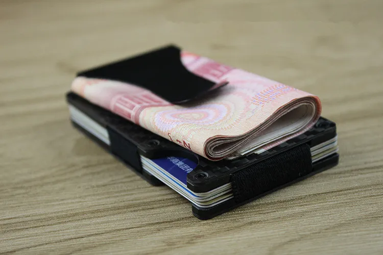 Углеродного волокна бумажник из металла мини-тонкий бумажник Для мужчин кредитной карты ID держатель с RFID Анти-главный карты бумажник порт Carte