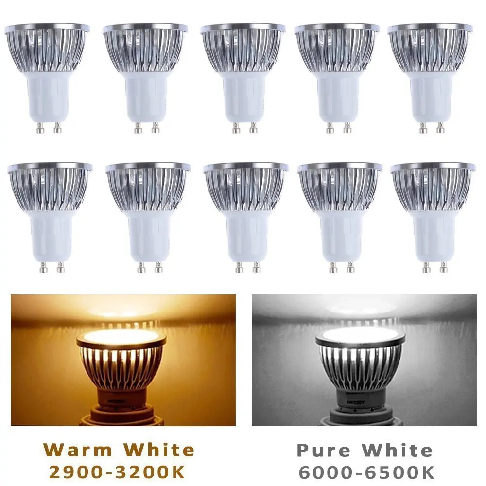 

10pcs LED Bulb Light GU10 3W 4W 5W Spotlight Dimmable 220V 110V 3000K 4000K 6500K 9000K Cool White Red Green Blue Yellow Lamp