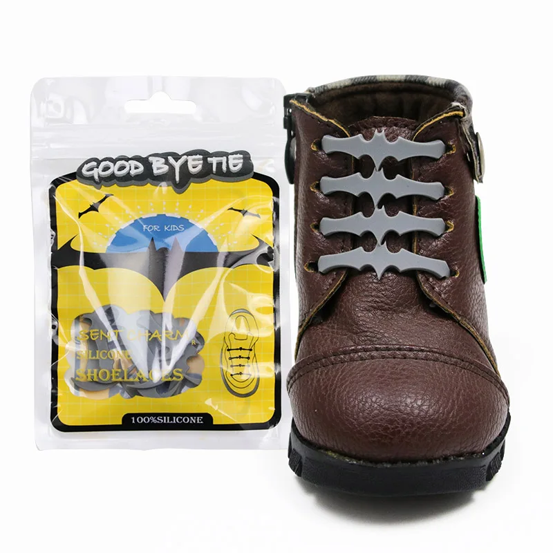 1 Sets 12Pcs Bat Children's Silicon Shoelaces Lazy elastic Silicone Laces Unisex Elastic Laces T-tie Creative Without Tie Rubber