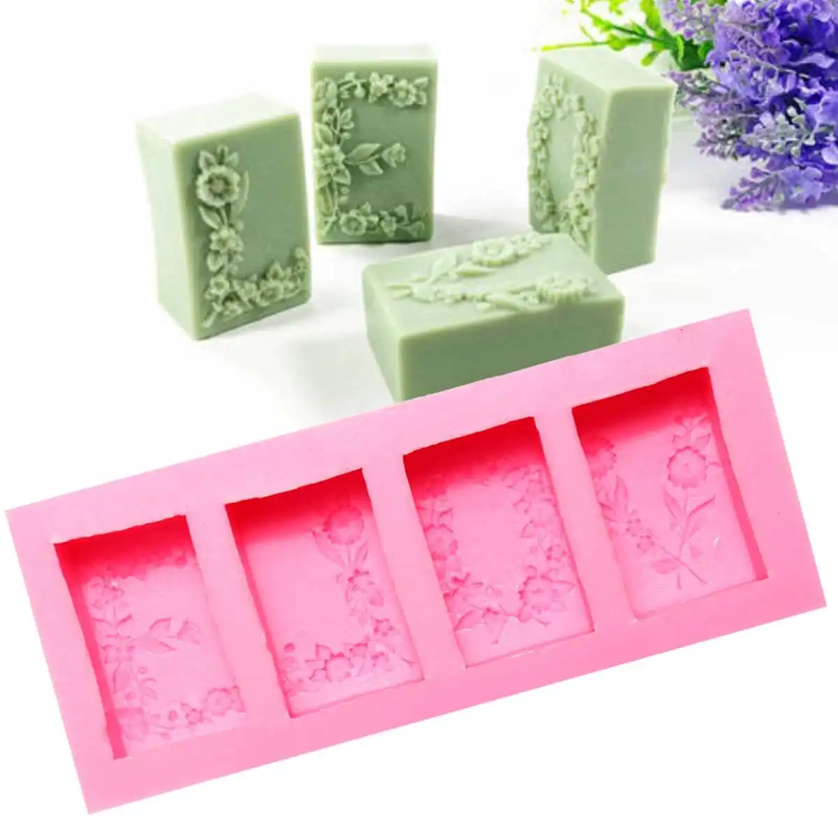 

4 Hole Flower Natural Soap Handmade Soap Mold Silicone DIY Modeling Tool Pastry Arts Decorative Kitchen Accessories
