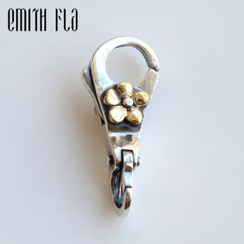 

Genuine 925 Sterling Silver & Brass Flower Lock Lobster Clasp Hooks Key Chain Components DIY Bracelet Jewelry Making Accessories
