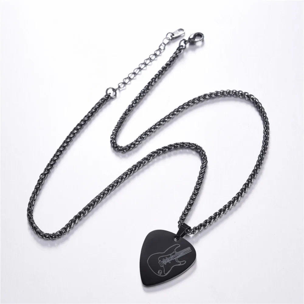 U7 кулон для гитары ожерелье из нержавеющей стали ожерелье в форме сердца цепочка для гитары для женщин мужчин девочек мальчиков подарок P1191