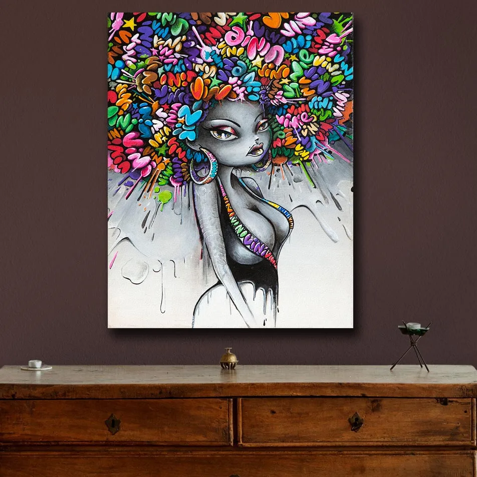 

Wxkoil Art Wall Art Graffiti Pop Sexy Girl Bedroom Decor Wall oil Painting Print Nice Wall Picture For Living Room No Framed