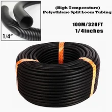 1 Pc PE Black Split Loom Conduit Corrugated Accessory Tubing Highly Flexible 100m 1/4″ Open Home Garden Supplies