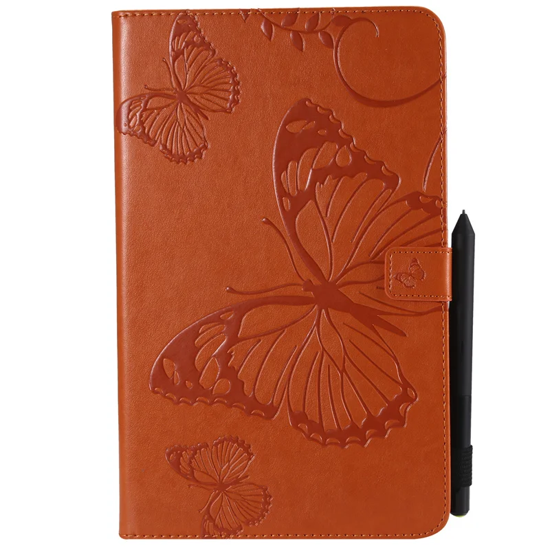 3D Butterfly Embossed Tablet Stand Case For Galaxy Tab A6 10.1 2016 SM-T580 T585 Magnetic Flip PU Leather Cover Sleeve + Stylus (42)