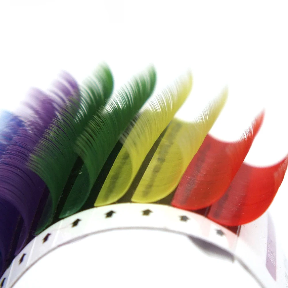 

1 Set Makeup Individual False Eyelashes Handmade 12 Rows Rainbow Colorful Synthetic Fake Eye Lashes Beauty Extension Tools