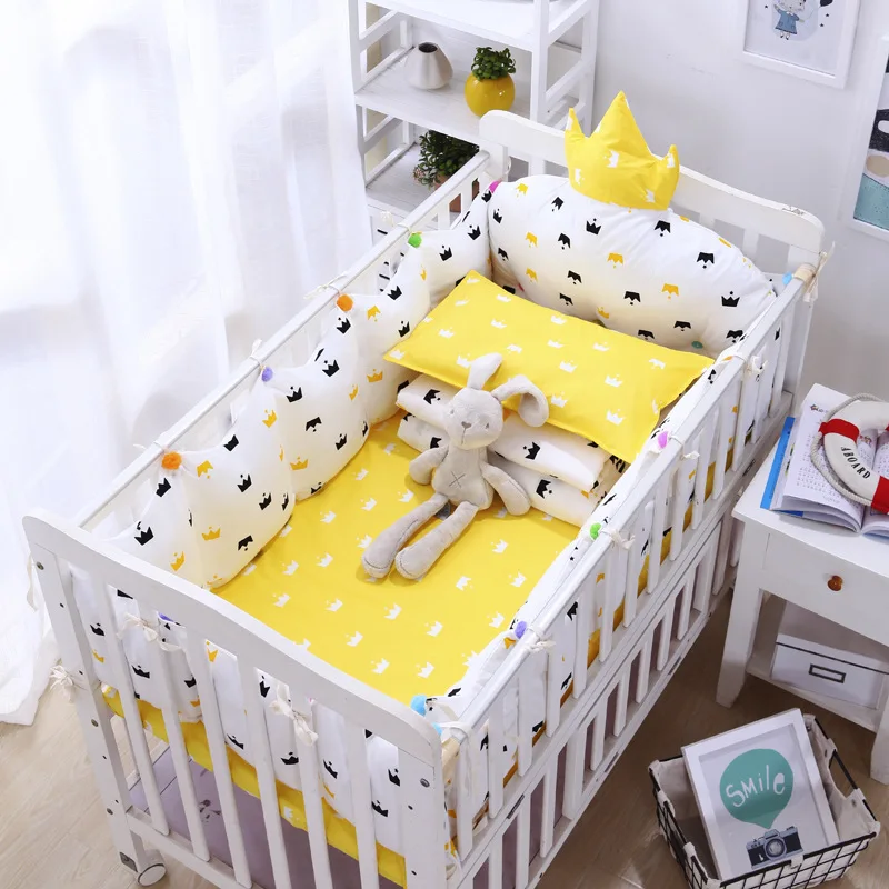 4pcs Cotton INS Crown Type Cradle Protector Barrier For Bed Baby Bedroom  Bed Linen  Baby Room Decoration Bed Decor (2)