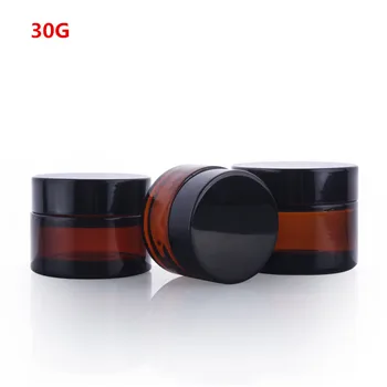 

10pcsX30g brown glass cosmetic empty jar pot eyeshadow makeup face cream lip balm container 30cc glass container