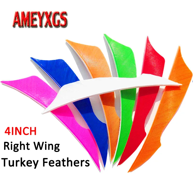

100pcs Archery 4" Arrow Featehrs Right Wing Fletches Turkey Feathers For Compound/Recurve Bow Huting Shooting Accessories