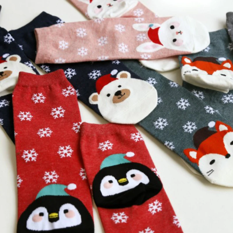 1 пара рождественских носков женские Забавные 3D носки для зимы Милые теплые женские носки женские короткие носки