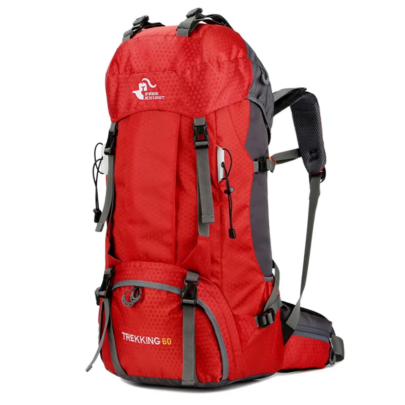 Free Knight 60L large capacity climbing professional mountaineering bag men and women hiking camping outdoor bag + rain cover