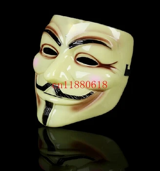 

50pcs Shipping Free V vendetta team guy fawkes masquerade Halloween carnival Mask white & light yellow colors