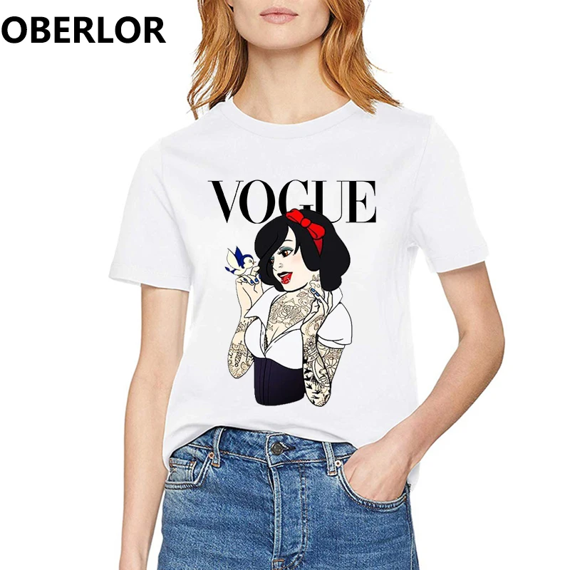 

Camisetas Verano Mujer 2019 Summer Graphic Tops Fashion VOGUE Letter printed T Shirt Women Funny Princess Casual Korean Clothes