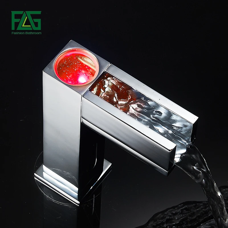 

Automatic LED Sensor Faucet Waterfall Copper 3 Coulor Change Basin Sensor Mixer Taps for Washbasin Bathroom