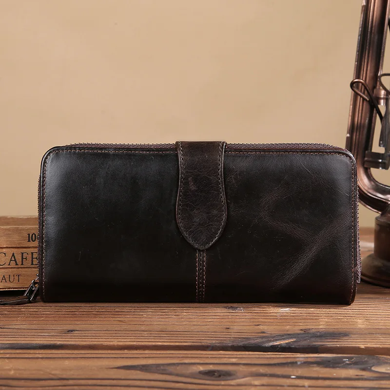 

Cowhide long section men's leather wallet large capacity casual top layer leather clutch bag wallet certificate package