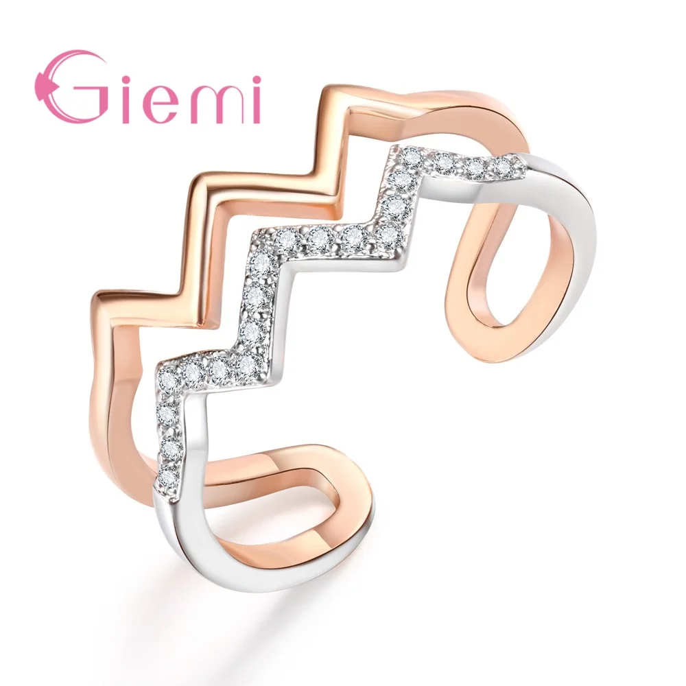 

New Fashion Geometric Patterns Rose Gold Sliver Color Open Ring For Women Girls Party Jewelry Accessories Wholesale