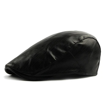 

2019 spring autumn fashion cap male Korean fashion pu leather beret female painter hat casual forward cap