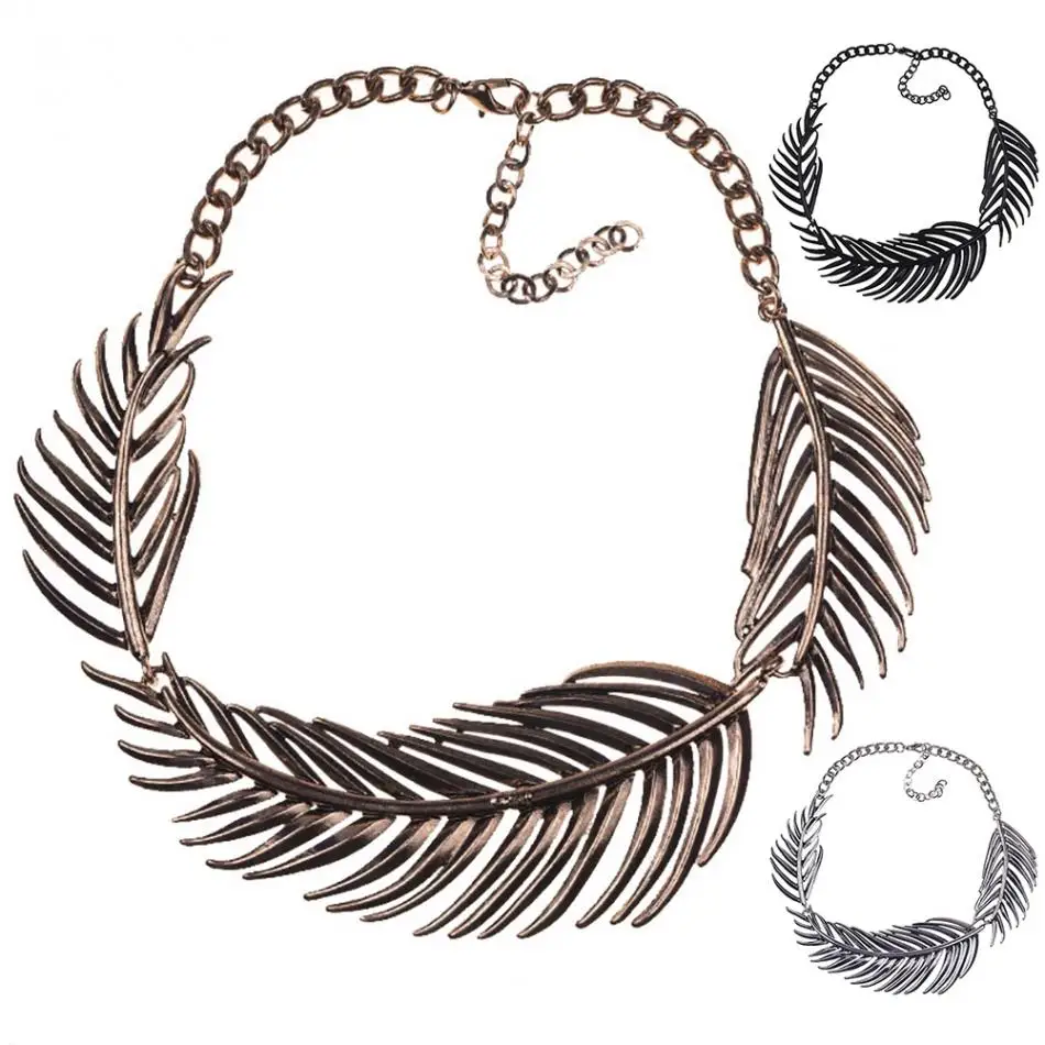 Модные женские преувеличенные сплав лист ключицы ожерелье цепь украшения ювелирные изделия