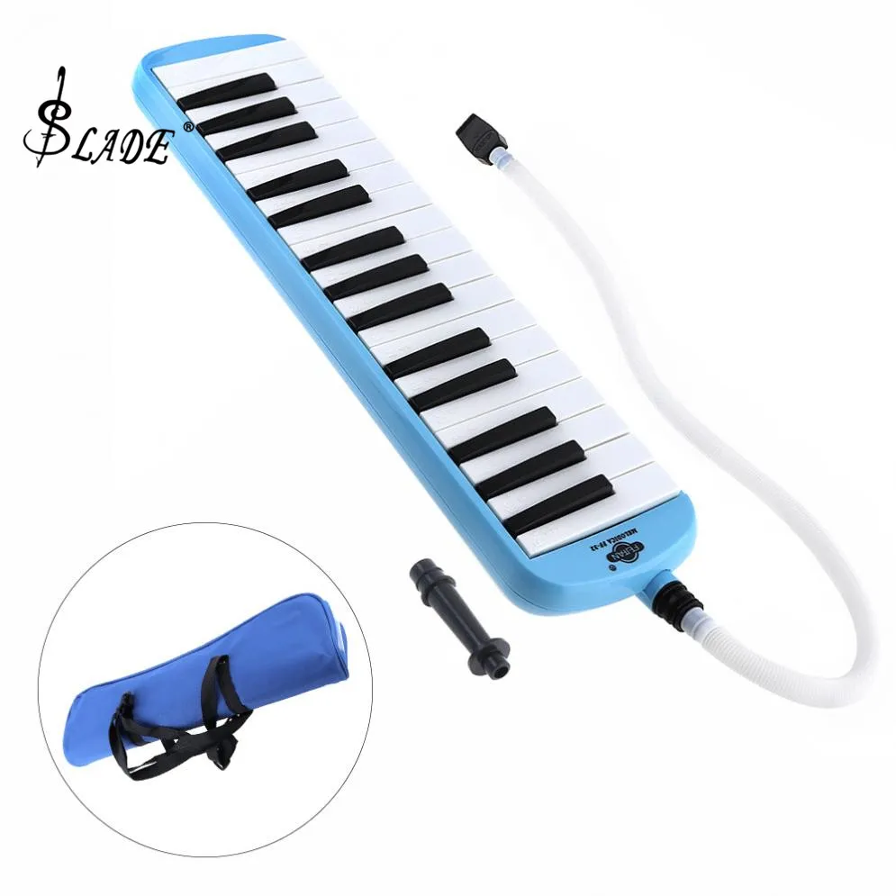 Azul 32 teclas estilo piano mel/ódica mel/ódica de tubo largo con bolsa de transporte para ni/ños principiantes adultos regalo