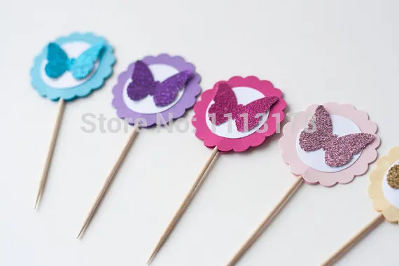 cheap glitter butterfly cupcake topper birthday wedding party cake