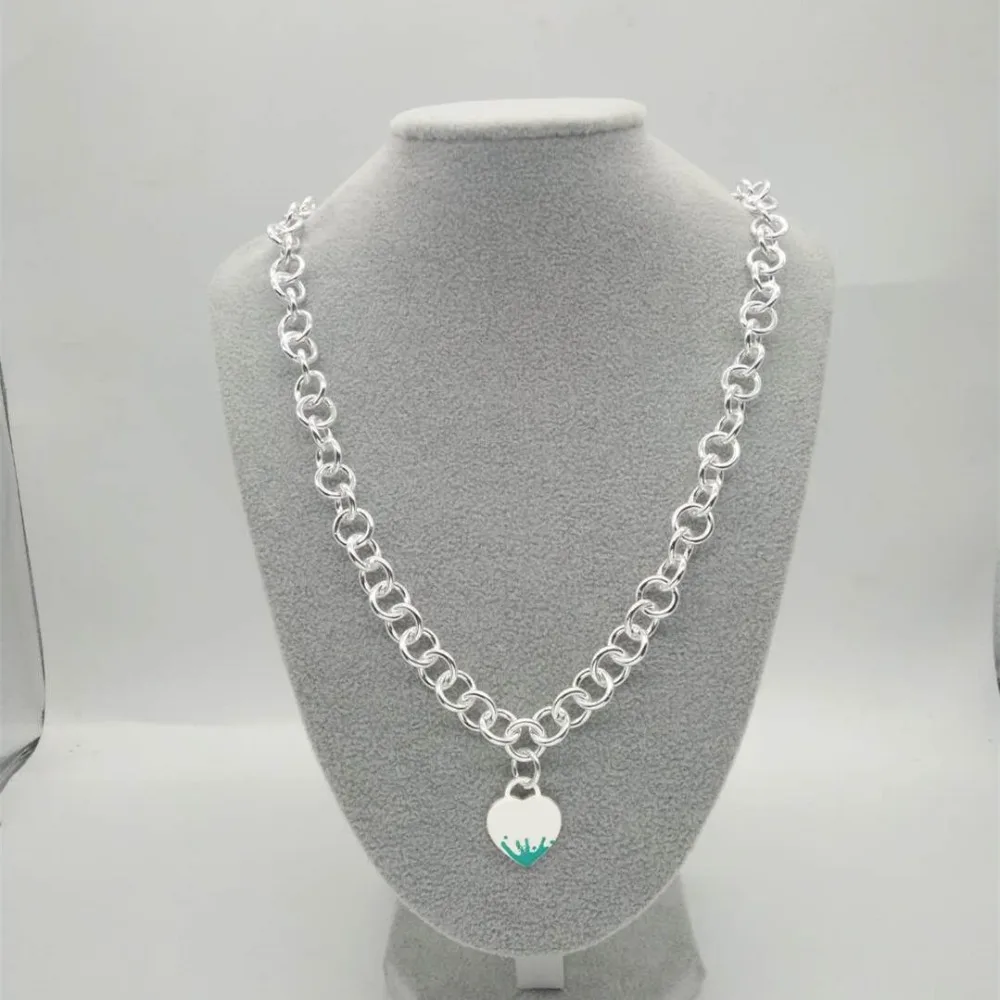 

TIFF925 % sterling silver necklace with Europe and the United States original authentic green spray silver heart lover gift