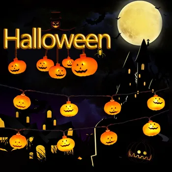 

1.5M 10 LED Halloween Pumpkin light String Home Garden Party Ghost Festival Pumpkin LED Battery lantern string Decoration
