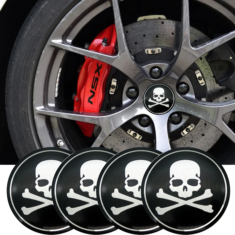 Cool 3D Skull Car Steering Tire Wheel Center Car Sticker Hub Cap Emblem Badge Decal Symbol for