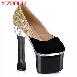 Новые женские каблуки, обувь на высоком каблуке, пикантные Свадебные вечерние толстые каблуки, 18 см Обувь для танцев