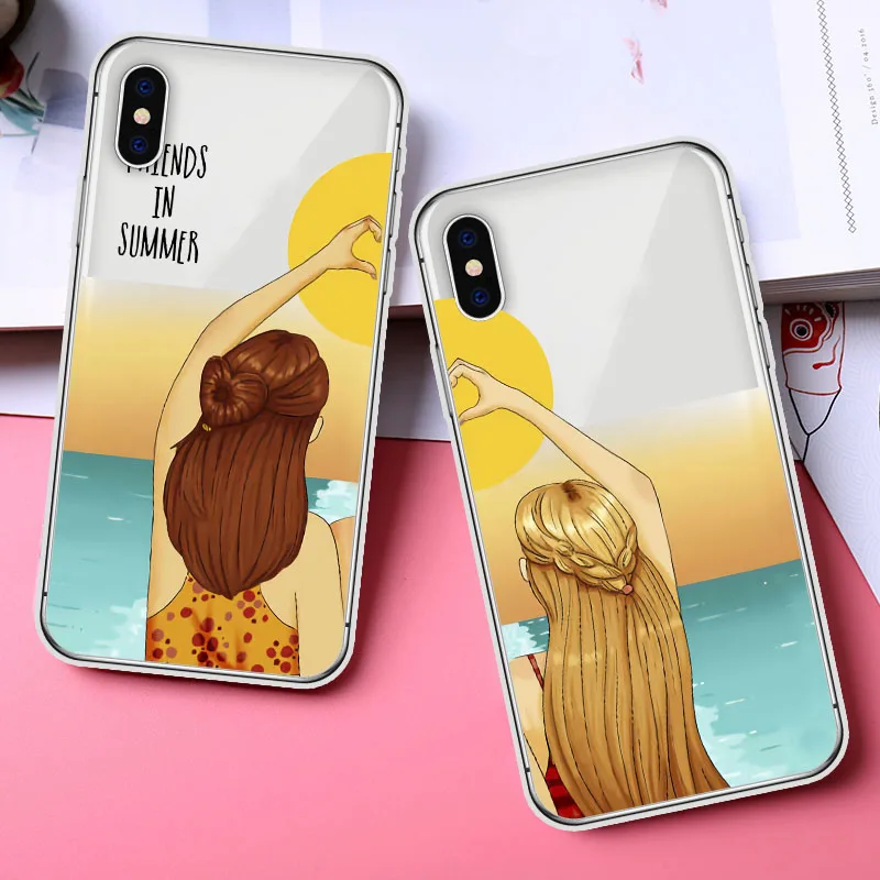

Floral Milkshake Summer Friends Sister Soft Cover Case For Apple iPhone 8 7 7Plus 6 6S Plus 5S SE Cases iPhoneXR XS Max Shell