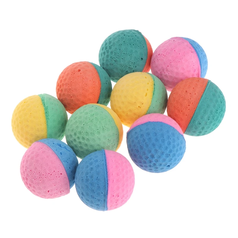 10Pcs Latex Balls Colorful Chew For Dogs Cats Puppy Kitten Soft Elastic Pet Toy 090