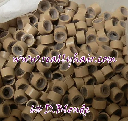 

1000pcs/bottle silicon lined Micro Links Rings Beads Hair Feather Extensions 6# Dark blonde Hook Needle as Gift