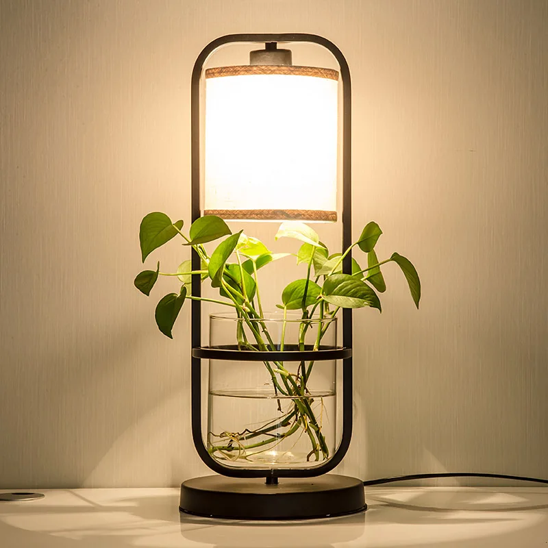 

Plants combine with water floor lamp Chinese style creative vertical desk lamp study bedroom retro art floor lights ZA