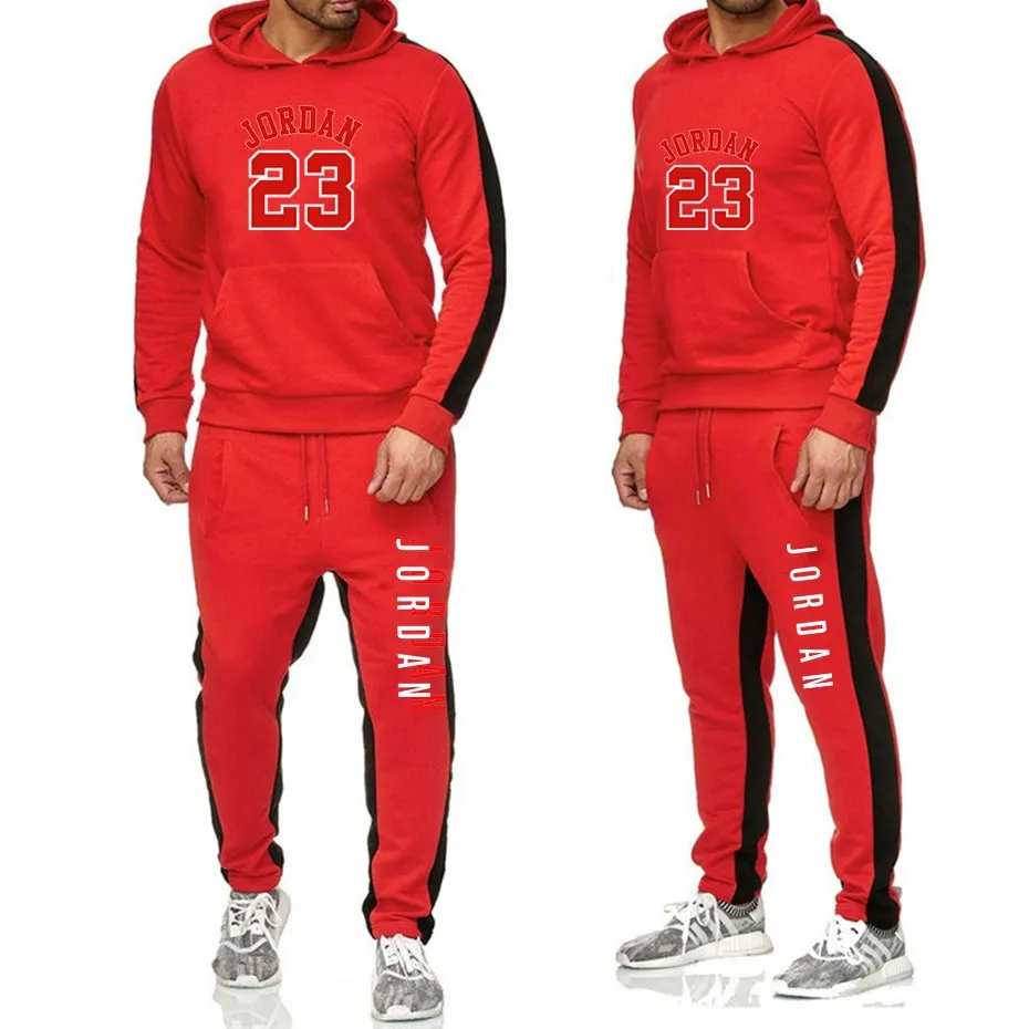 2019 New Print 23 Men's Fashion Casual Sports Pullover Cotton Hoodie  Mens Tracksuit Sports Casual Fashion Suit Men Sweat Suit