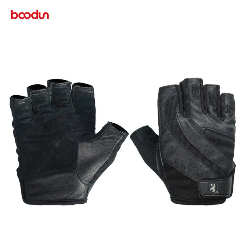  Boodun Genuine Leather Gym Gloves Men Women Breathable Crossfit Fitness Gloves Dumbbell Barbell Wei