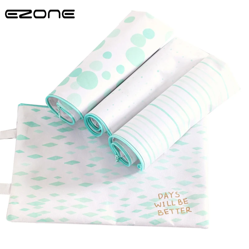 

EZONE 1PC Green Oxford Canvas A4 File Holder For Papers Multi-functional Document Bag School supplies Student Gifts Stationery