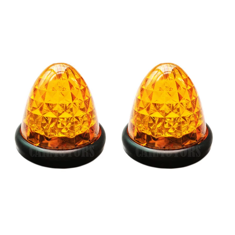 

HEHEMM 2 X 16 LED Car Side Marker Lights Round Beehive Clearance Cab Top Roof Bulbs 12V DC