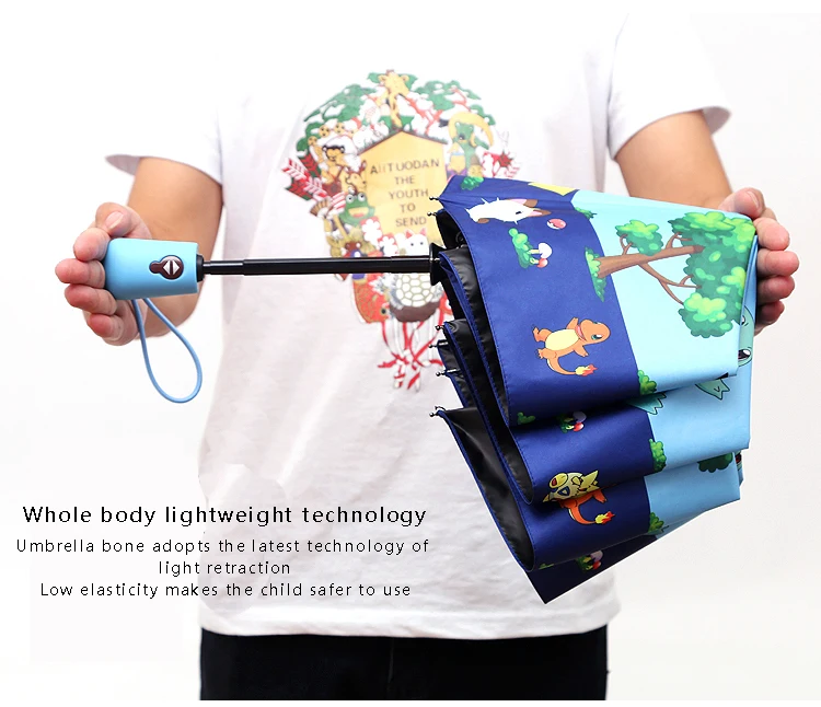 Детский полностью автоматический зонт с рисунком Пикачу