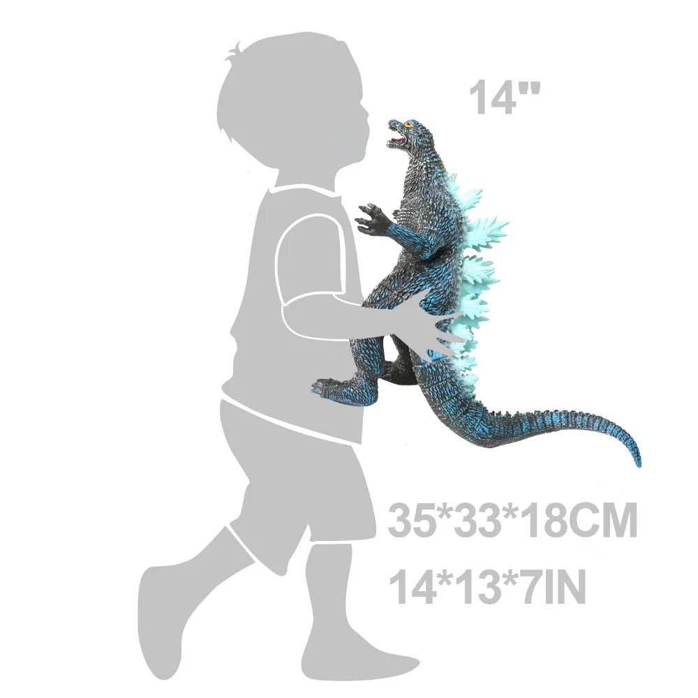 14 "/35 см модель динозавра стоя Gojirasaurus животные фигурку игрушки мягкий винил пластик для детей (синий)