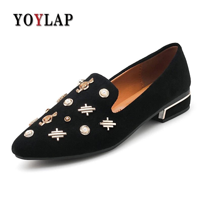 

YOYLAP British Style Oxford Shoes Women Spring Soft cow suede Leather Oxfords low Heel Casual Shoes Women's brogue Shoes
